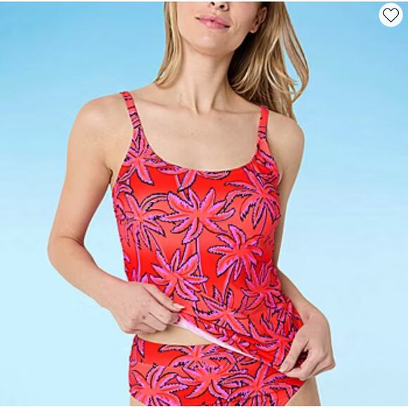 NWT Mynah Aruba Sky Palm Tree Bandeau Swimsuit Tankini Top Womens Size Small S - Picture 1 of 12